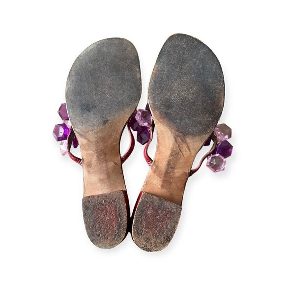 Vintage Bernardo for Delman Flat Sandals with Lucite Ornaments, Size 7 - Picture 8 of 11